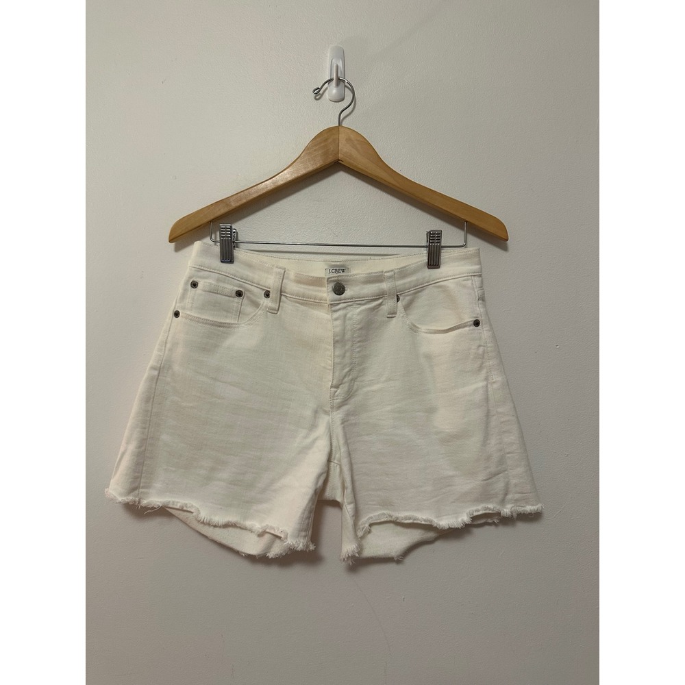 J. Crew White Denim Raw Hem Shorts | Size 28